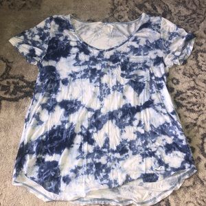 Hollister blue and white tie dye tee